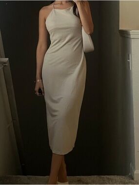 H&M Beige Maxi Slip Dress with Spaghetti Straps